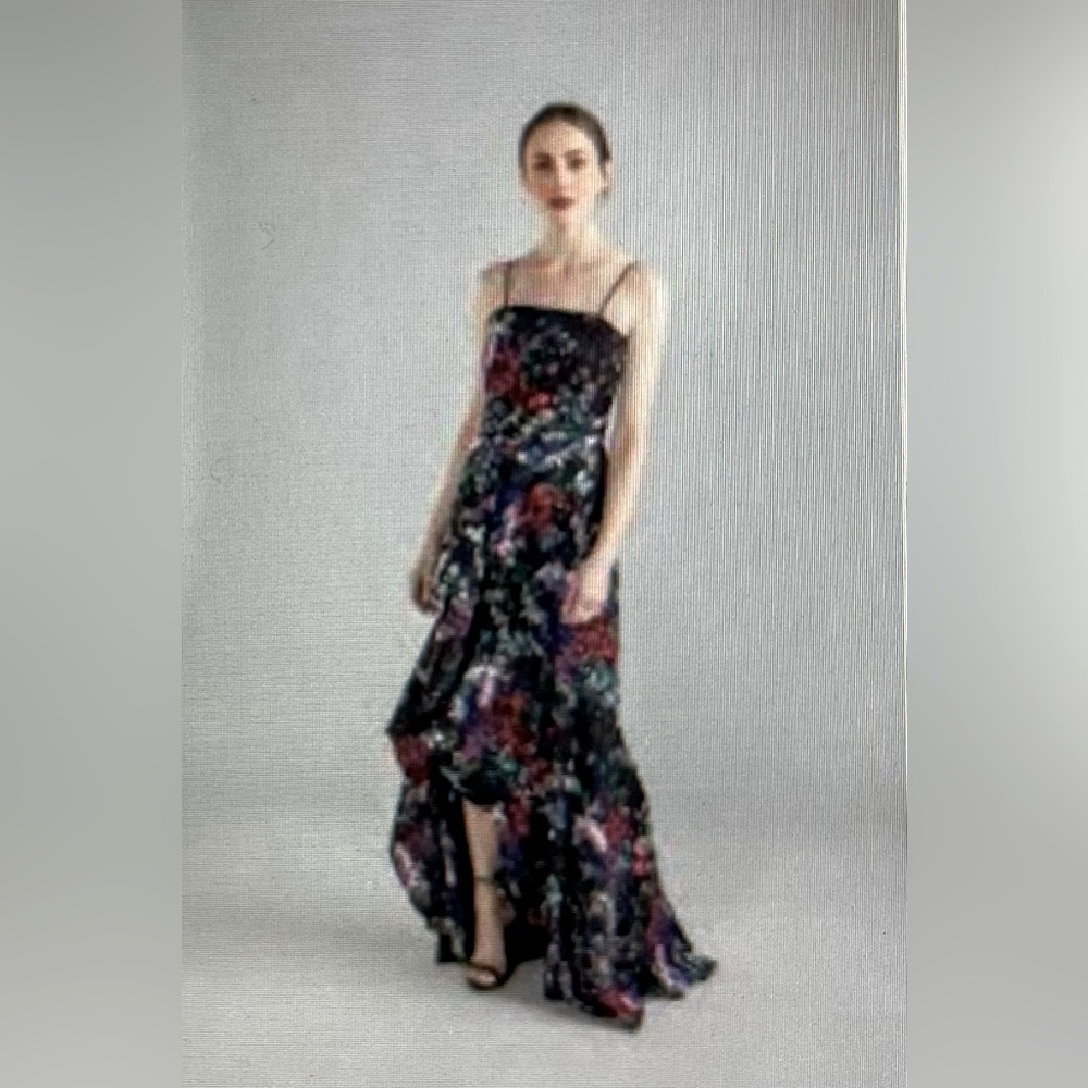 Shoshanna Midnight Janeau floral pattern dress.